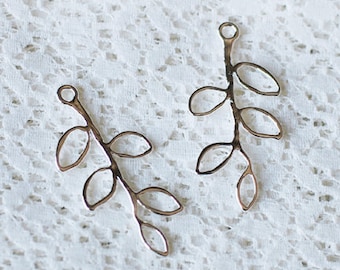 10 pcs Twig 5-Leaf Branch Charm Connector Silver Plated Necklace Earring Bracelet Jewelry Lead FREE AC070