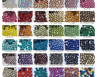 1440 pcs SS10 / 3mm DMC Iron On Hotfix Hot Fix Crystal Rhinestone Clear Green Pink Blue Yellow Red Purple LR885