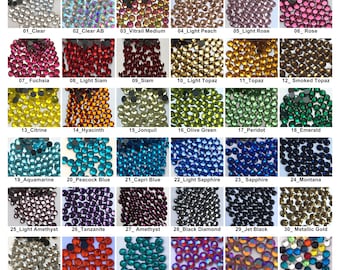 1440 pcs SS10 / 3mm DMC Iron On Hotfix Hot Fix Crystal Rhinestone Clear Green Pink Blue Yellow Red Purple LR885