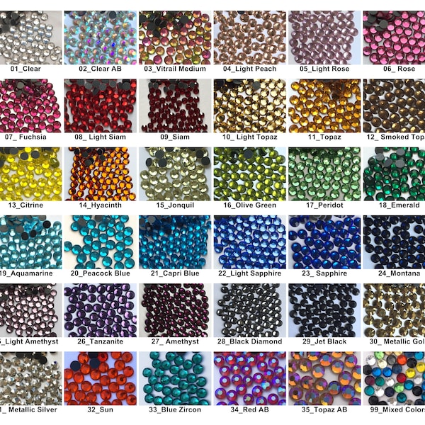 1440 pcs SS10 / 3mm DMC Iron On Hotfix Hot Fix Crystal Rhinestone Clear Green Pink Blue Yellow Red Purple LR885