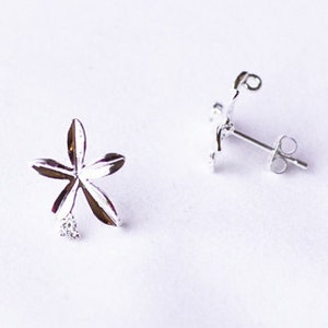 SALE 10 pcs Single Flower Earring Earstuds Clear Crystal Rhinestone Silver Plated FREE combine shipping US EF030 image 1