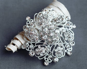 Rhinestone Brooch Embellishment Crystal Wedding Bridal Brooch Bouquet Cake Invitation Hair Comb Shoe Clip Pin DIY Supply BR112