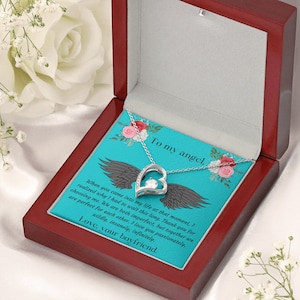 Al mio angelo: collana a cuore regalo alla fidanzata dal fidanzato / ciondolo per biglietti di gioielli per occasioni speciali / regalo sentimentale per l'anima gemella