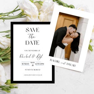 Elegant Black and White Save the Date, Minimalist Wedding Save the Date, Classic Save the Date, Digital Download, Template, Timeless Invite