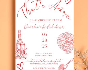 That's Amore Bridal Shower Invitation, Editable Template, Italian Bridal Shower Invite, That's Amore Wedding Invite, Digital Download