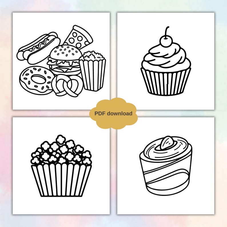 Snacks Love Coloring Pages, Food and Snack Relaxation, Coloring Pages ...