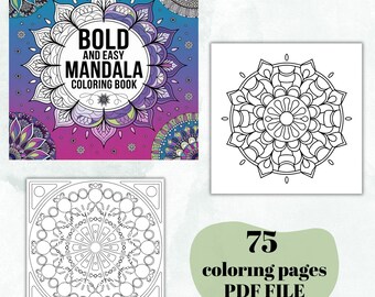 75 Mandala Coloring Pages, Mandala Adult Digital Coloring Book, Printable Coloring Pages, Simple Mandala Designs To Be Filled In With Color