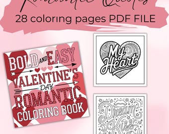 28 Valentine's Day Quotes Coloring Pages with Quotes, Cozy Valentine's Day Coloring Pages for Adults, Valentine Activity Page, PDF Download