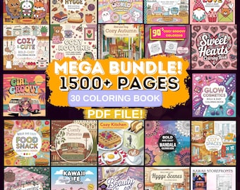 1500+ Coloring Pages Mega Bundle, Cozy Coloring Book Bundle, Cozy Friends, Girl Moments, Cute Cozy Comfy, Digital Coloring, Stress Relief