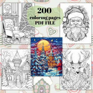 200 Weihnachten Malseiten, Stressabbau, Stressabbau, Printable Malseite für Erwachsene, Sofort Download PDF, Malbücher Weihnachten