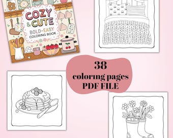 Acogedor y tierno: diseños atrevidos y sencillos para relajarse con hygge, libro para colorear con inspiración, lindas páginas para colorear para niñas acogedoras, descarga PDF