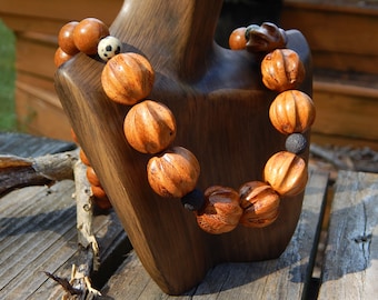 Large Tribal Wood Bead Necklace, Tribal Jewelry, Chunky Wood Bead Necklace, African Wood Bead Necklace, Wood Bead Necklace, Wood Jewelry