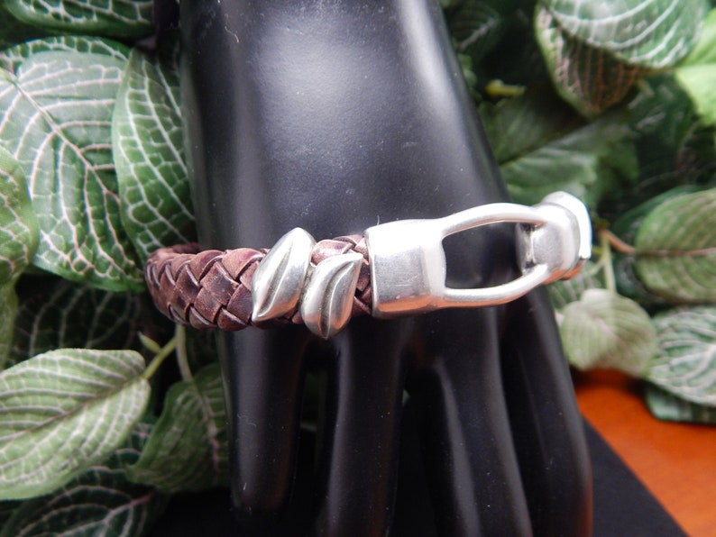 Braided leather bangle bracelet, thick leather bracelet, boho jewelry, Tribal Egyptian inspired, size 8 3/4 image 7