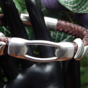 Braided leather bangle bracelet, thick leather bracelet, boho jewelry, Tribal Egyptian inspired, size 8 3/4 image 3