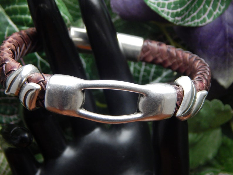 Braided leather bangle bracelet, thick leather bracelet, boho jewelry, Tribal Egyptian inspired, size 8 3/4 image 3