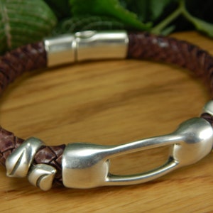 Braided leather bangle bracelet, thick leather bracelet, boho jewelry, Tribal Egyptian inspired, size 8 3/4 image 6