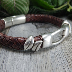 Braided leather bangle bracelet, thick leather bracelet, boho jewelry, Tribal Egyptian inspired, size 8 3/4 image 1