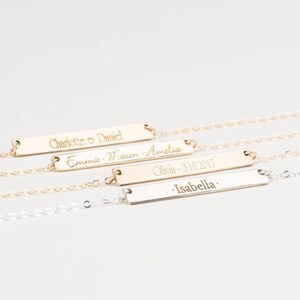 Personalized 14k Gold Filled Bar Necklace: Custom Name Necklace