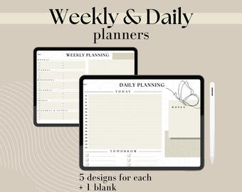 Minimalist Beige Weekly & Daily Digital Planner (5 Designs + 1 Blank)