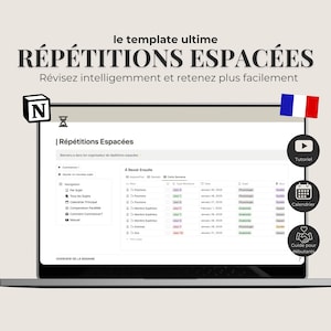 Puede incluir: Una captura de pantalla de una computadora que muestra un sitio web con el título "Répétitions Espacées" en francés. El sitio web es una herramienta de aprendizaje por repetición espaciada, con un calendario, un menú de navegación y una lista de temas para revisar. El sitio web está diseñado para ayudar a los usuarios a aprender y retener información de manera más efectiva.