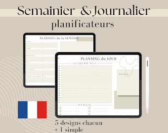 French Digital Daily & Weekly Planner | Beige Minimalist Design (Digital Download)