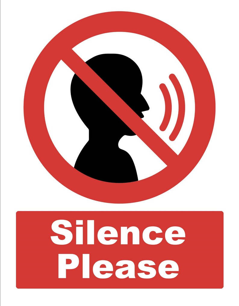 Silence Please Quiet Sticker Decal External Grade Suitable for Shops ...