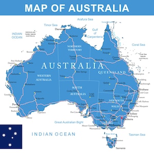 Mapa dos Territórios da Austrália Estradas Regiões Cidades detalhadas Cidades Cartaz Impressão Laminação opcional Vários tamanhos Ferramenta educacional