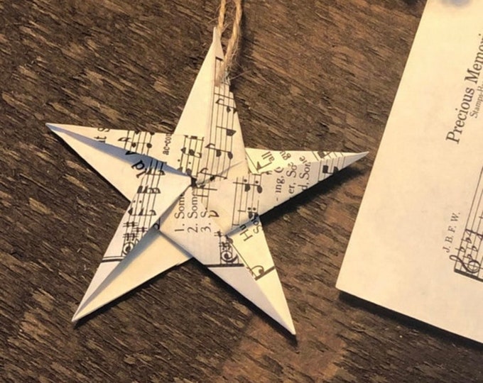 Vintage Sheet Music Page Upcycled Star Ornament