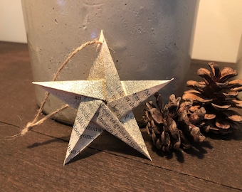 Upcycled 1953 Ex-Library Book Page Star Ornament - Simple and Sweet