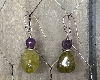 Periodot and Ametyst Earrings