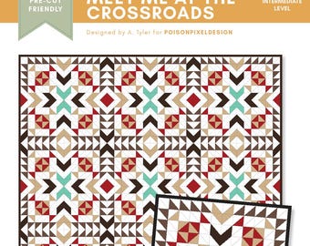 PDF Quilt Pattern "Meet Me At the Crossroads", Mini Charm Pack, Precut Friendly | Geometric Quilt Design | Native American Quilt Design