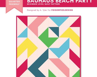 PDF Quilt Pattern "Bauhaus Beach Party": Modern Geometric Design, Beginner Friendly (Digital PDF Download)