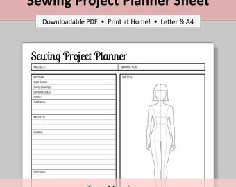 Printable Sewing Sheet: Female Croquis Project Planner (Digital PDF Download, Letter & A4)