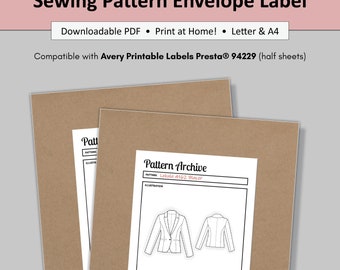 Printable Sewing Pattern Archive Envelope Labels: Pattern Organization (Digital PDF Download)