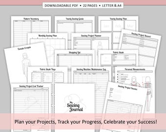 Printable Sewing Planner: 22 Page Sewing Project Binder (Digital PDF Download, Letter & A4)