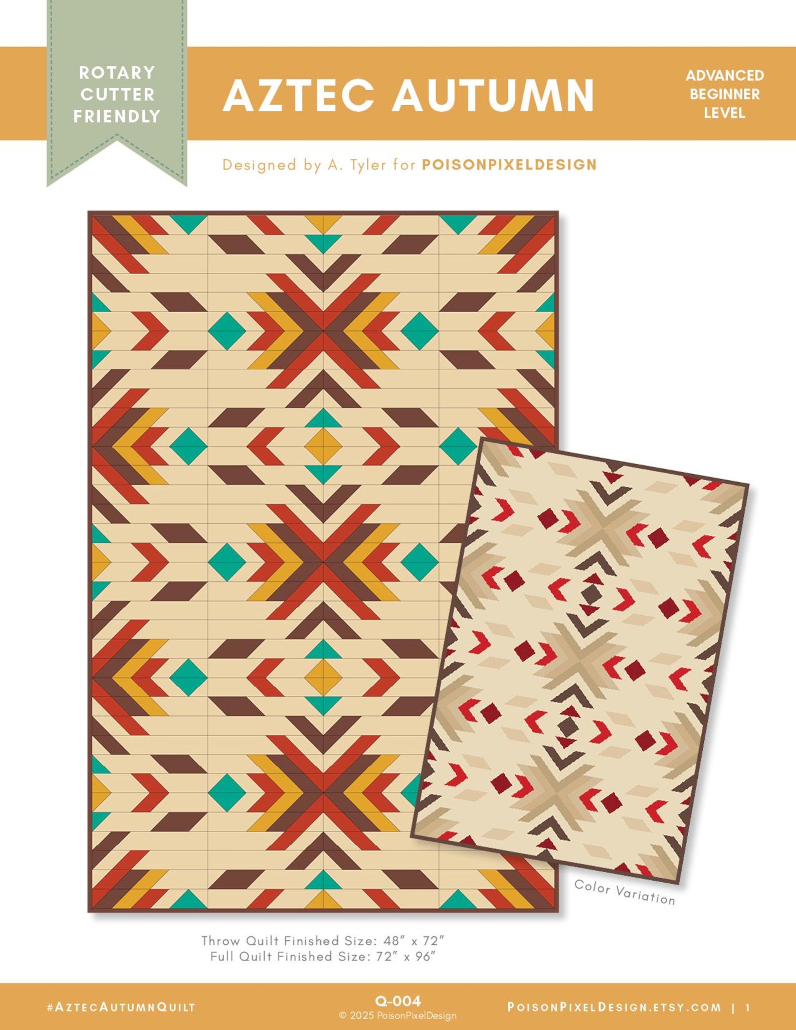 Simple Aztec Quilt Square Pattern PDF Quilt Pattern