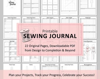 Printable Sewing Journal: 22-Page Sewing Project Planner (Digigtal PDF Download, Letter & A4)