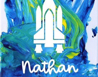 Paint and Peel Canvas - Space Shuttle - Custom Name