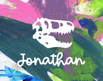 Paint and Peel Canvas - Dinosaur Skull - Custom Name