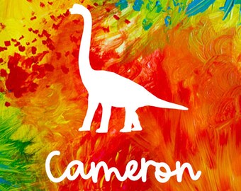 Paint and Peel Canvas - Dinosaur Brachiosaurus - Custom Name