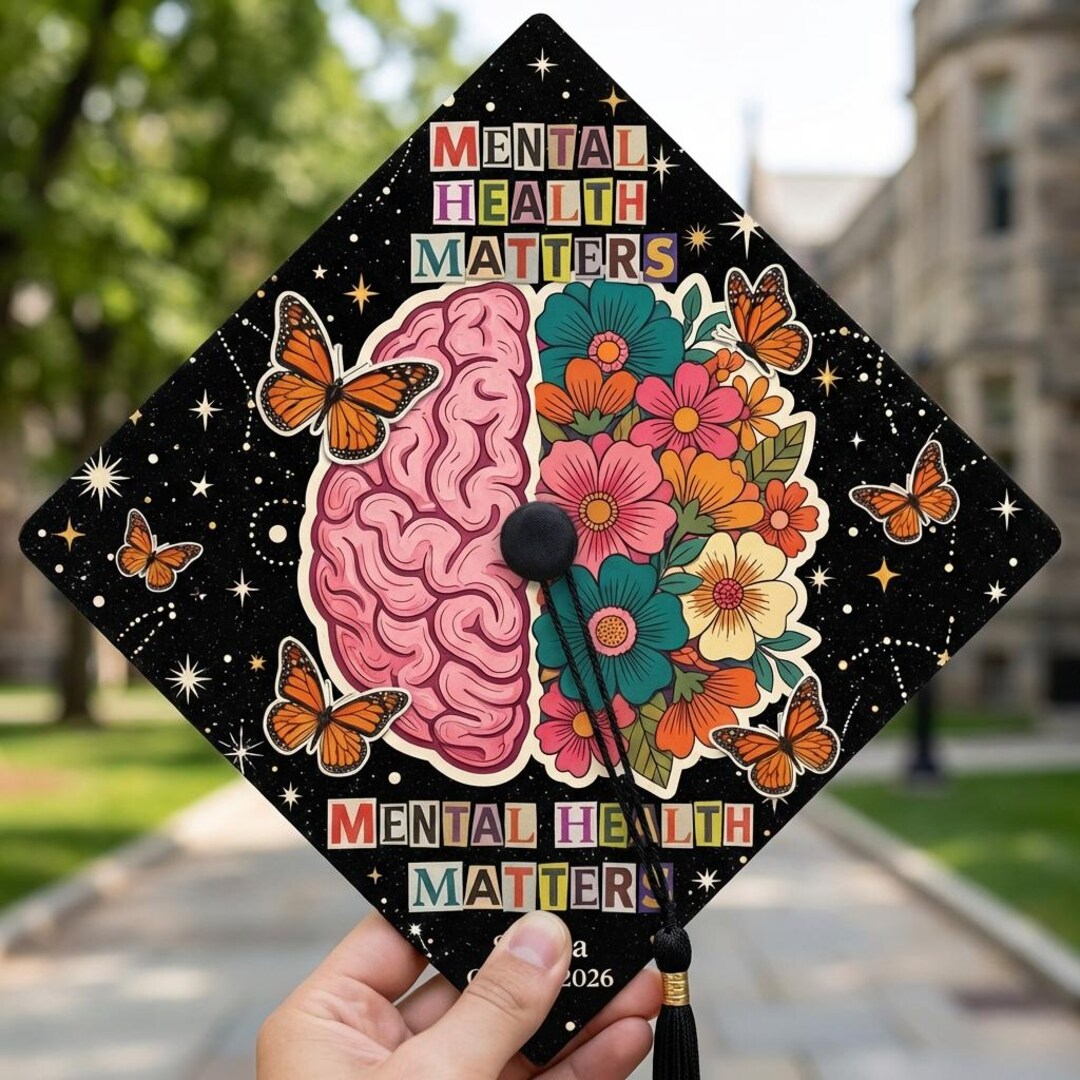 Personalized Psychology Graduation Cap Topper, Mental Health Matters ...