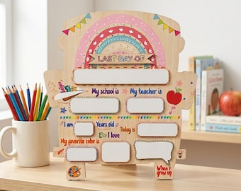 Tableau personnalisé de retour à l'école pour enfants, panneau en bois arc-en-ciel personnalisé, BTSS12