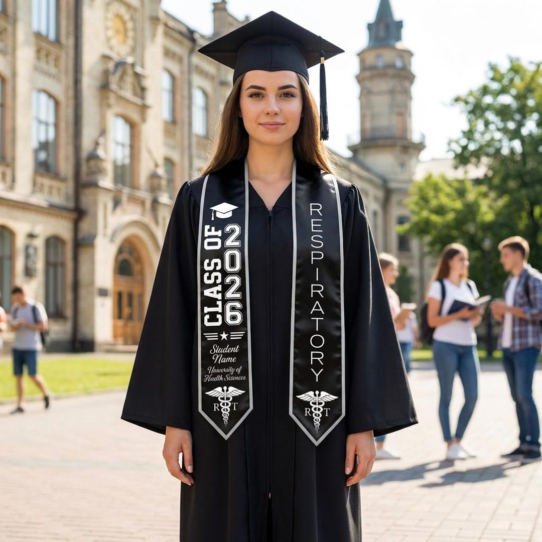 Personalized RRT Respiratory Therapy Graduation Stole, Custom Grad Sash ...