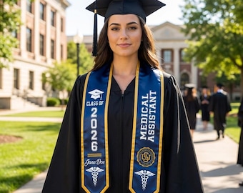 Custom Medical Assistant Stole, Personalized MA Graduation Sash Class of 2026 Gift, STOLE03