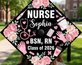 Surmatelas personnalisé pour infirmière BSN, cadeau de remise des diplômes personnalisé promotion 2026, GRAD-CAP10
