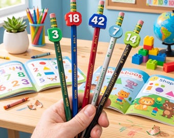 Embouts de crayons personnalisés avec chiffres pour étudiants, cadeaux personnalisés imprimés en 3D pour la promotion 2026, PENTOPPER01