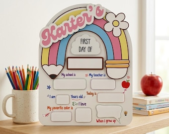 Plaque personnalisée pour la rentrée des classes, arc-en-ciel personnalisé pour la rentrée des enfants, BTSS08