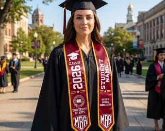Étole personnalisée pour diplôme de master en administration des affaires, promotion MBA 2026, STOLE10