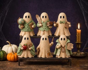 Bloc de bois fantôme personnalisé pour professeur, cadeau d'Halloween mignon pour les enseignants, créé en 2026, TECWB01
