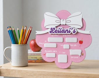Tableau personnalisé pour la rentrée des classes pour filles, classe d'accessoires photo avec nom personnalisé, BTSS06